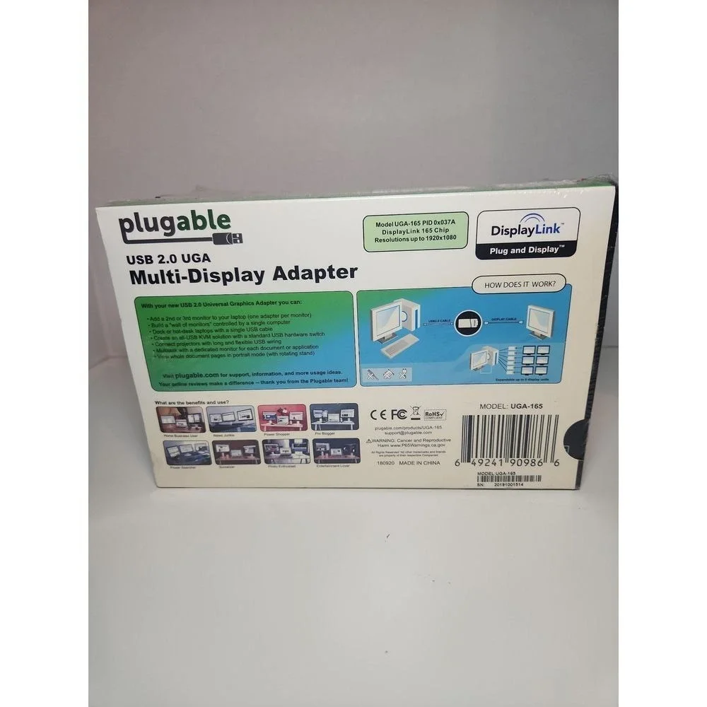 Plugable USB 2.0 Multi-Display Adapter ~ HDMI/DVI/VGA ~ NEW (Lot of 2)